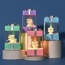 个性创意卡通娃娃音乐盒彩灯系列趣味液体漂浮桌面摆件礼品八音盒