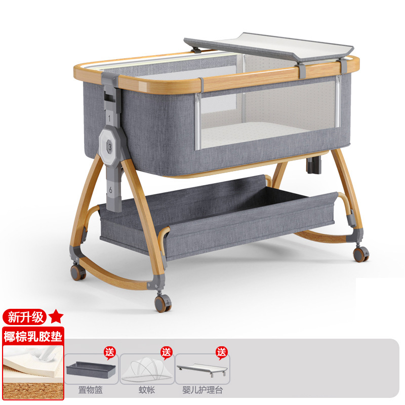 Cuna de bebé recién nacido cama costura Cama grande Baby Shaker BB cama de los niños cuna cama multifuncional móvil plegable image 50