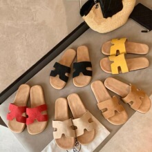 葡萄家~ 经典bi入夏季款时髦百搭简约平底通勤外穿H拖女平底拖鞋