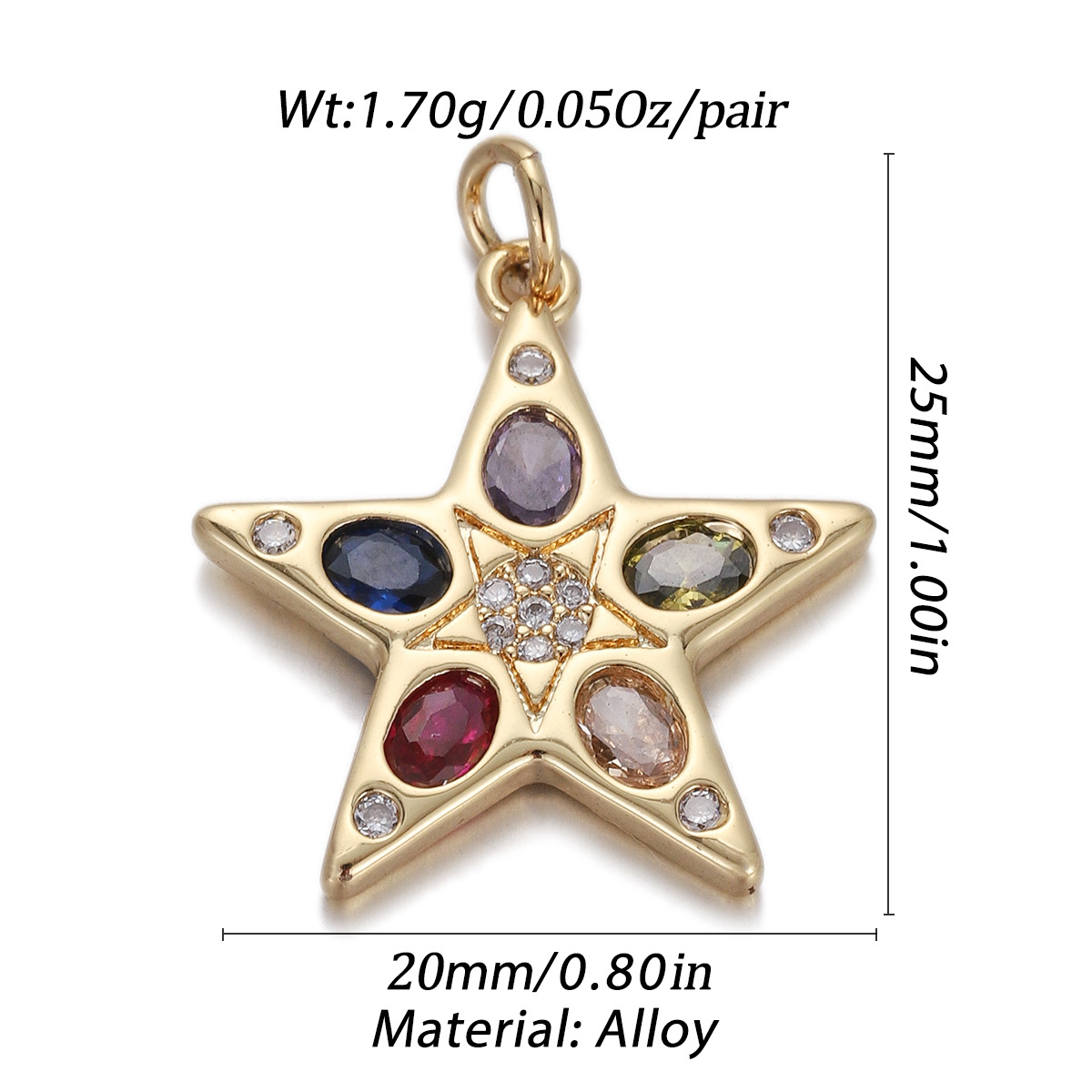 4g Weight Pendant Jewelry Making Type Gold Plated Plating Material Zircon Inlay Material 1 Piece Quantity Holiday, Daily Occasion Copper Material Geometric, Star, Moon Pattern Women's Gender Enamel Design Simple Style Style 1 Piece Copper Zircon Gold Plated Geometric Star Moon Pendant 5