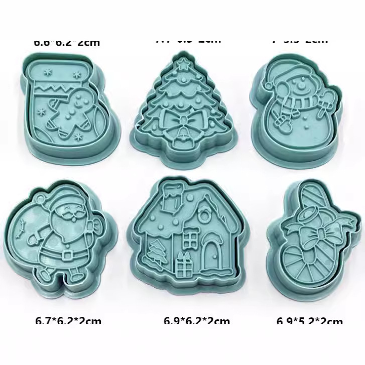Molde de galletas de dibujos animados de Navidad para el hogar herramienta de horneado de bricolaje 3d juego de moldes de galletas de azúcar