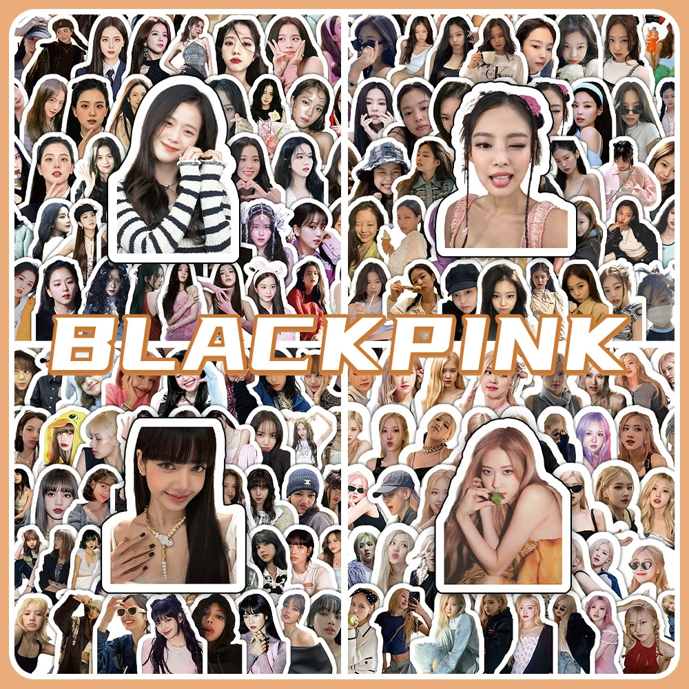 Стикеры 100 корейских девушек-групп BlackPink, корейская звезда Лиза, Ким Джи-ни, Ким Джи-со декорные наклейки, оптовая продажа