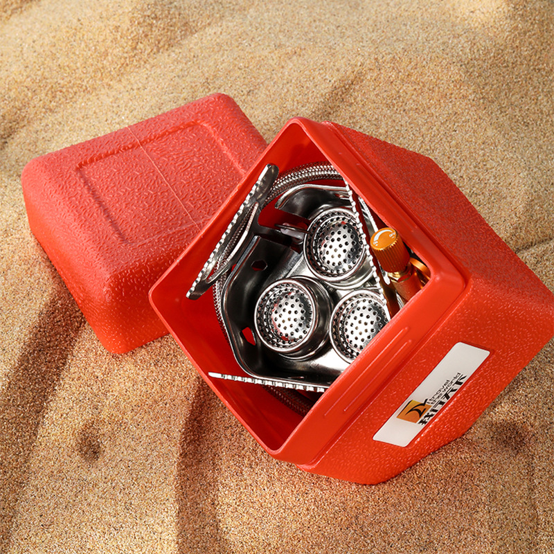 Estufa al aire libre fuego feroz estufa de tres cabezas de picnic portátil estufa de gas camping utensilios de cocina a prueba de viento estufa de gas de camping estufa