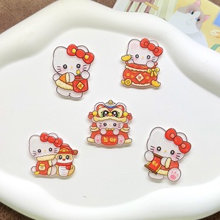 [Large Size] Acrylic New Year Kt Cat Jewelry Accessories Brooch Creative Cartoon Pin Accessories Year of the Snake New Year Hair