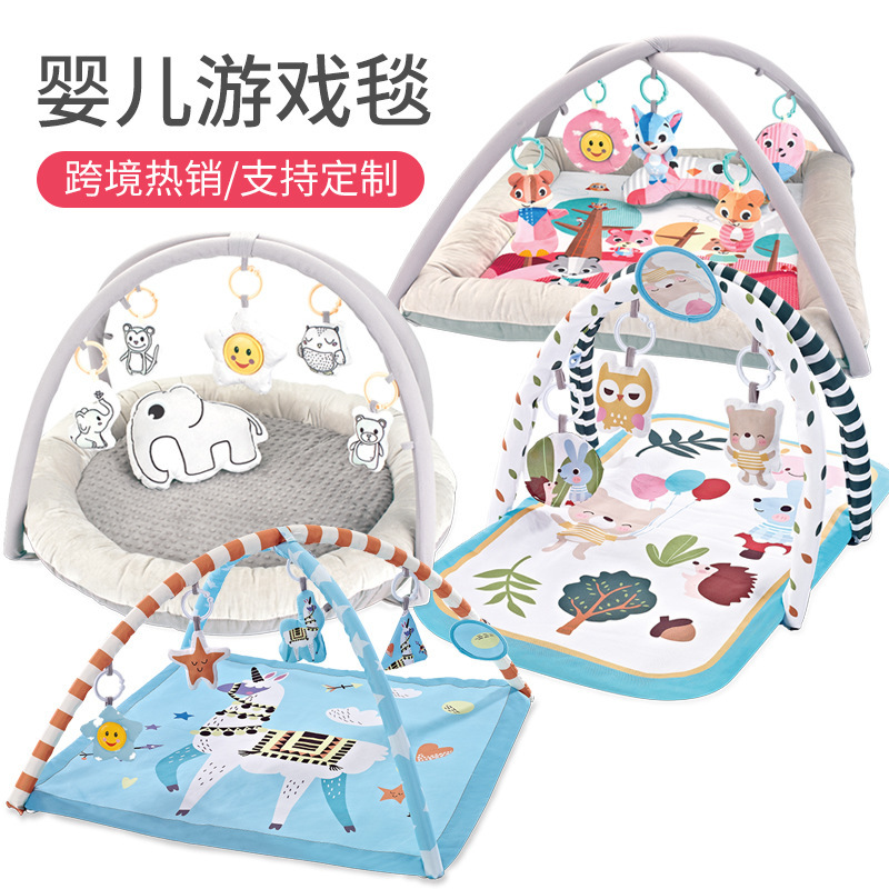 Baby Fitness Stand Square Game Mat Toy 0-18 Months Baby Animal Round Crawling Mat Cross-Border Hot Sale