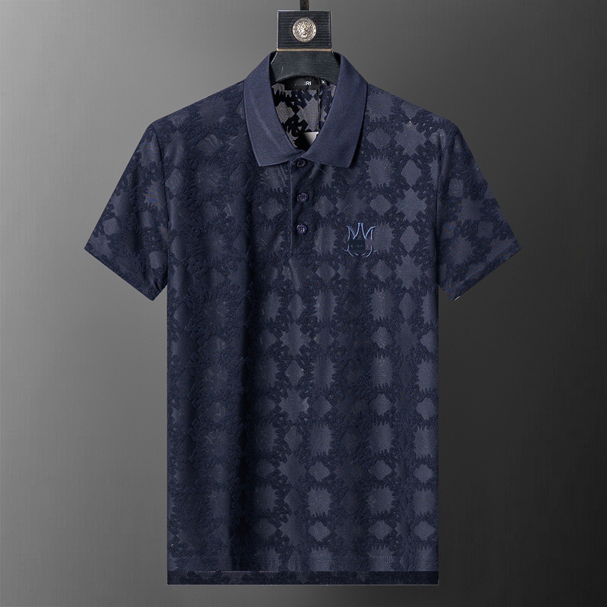 SS25 nueva estación europea de verano de alta calidad de hombre con solapa de algodón perla camisa polo de manga corta