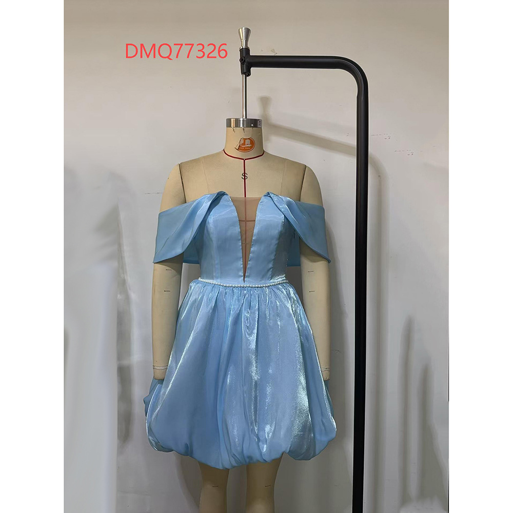 Summer Women Clothing Short Temperamental offShoulder Party Puff Short Dress