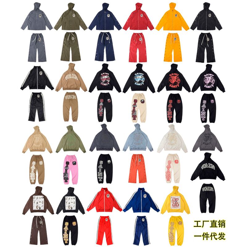 Foreign Trade Wholesale Saint Vanity Same Style Letter Print Casual Sweatshirt and Pants Set