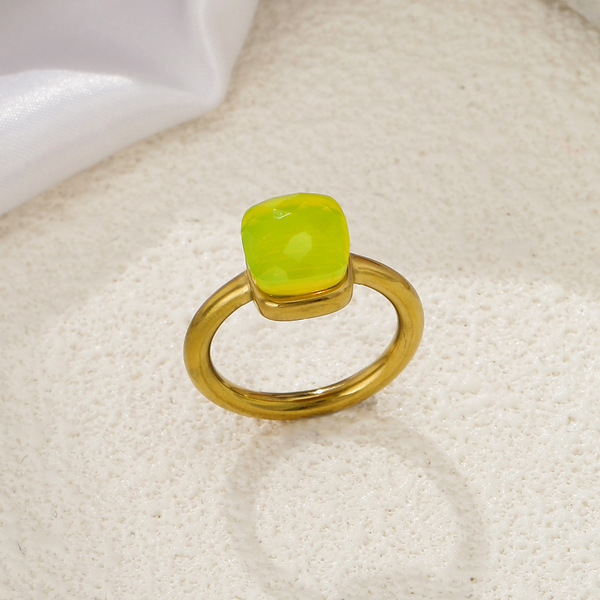 geometric retro fashionable small design ring with stone stainless…