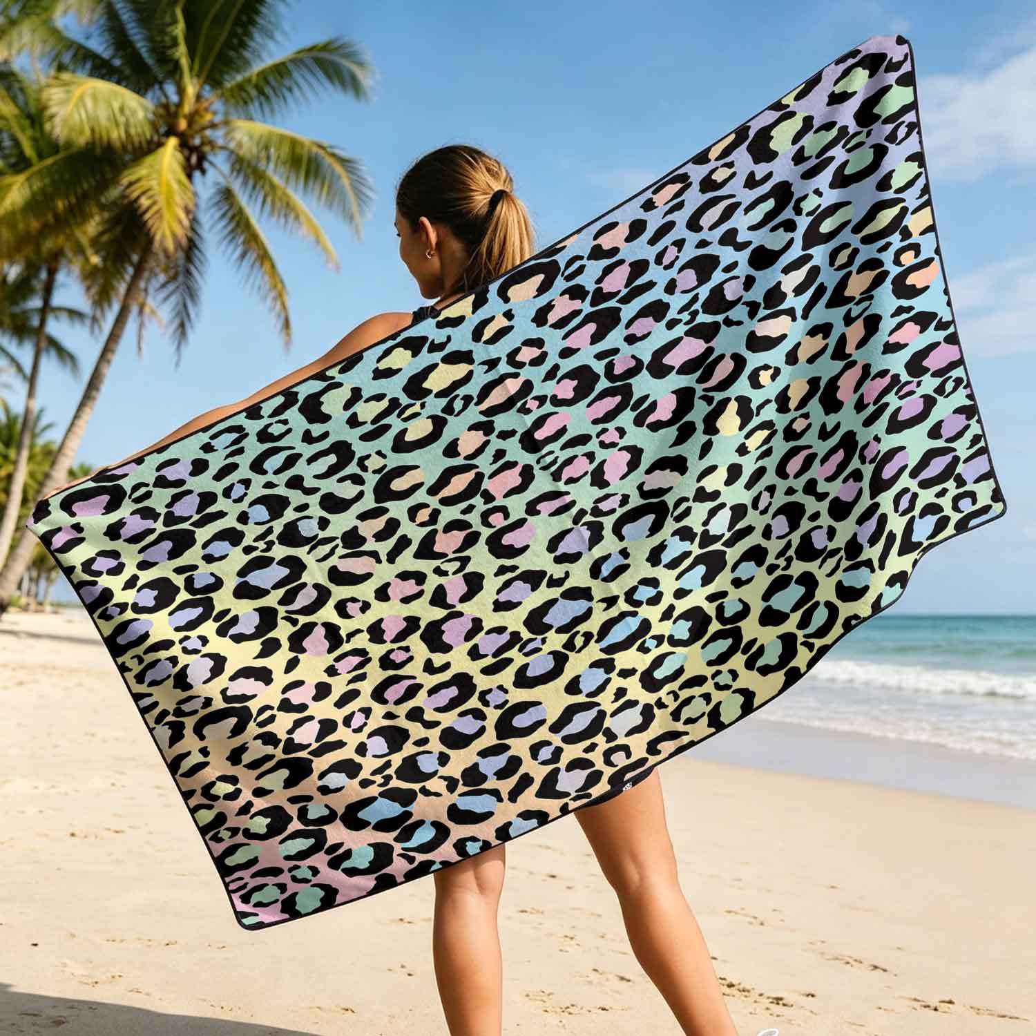 Printed bath towel and car seat cover 2-in-1, ultra-fine fiber outdoor beach and car dual-use universal seat cushion