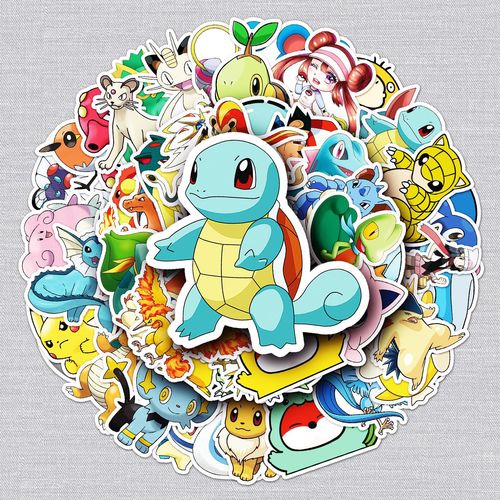 50 Sheets of Pokemon Cartoon Anime Graffiti Luggage Laptop Car Motorcycle Decorative Stickers 