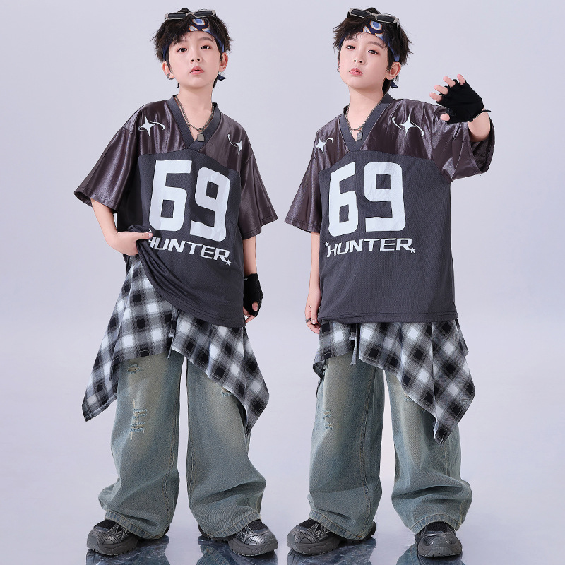 六一儿童街舞潮服少儿夏季炸街潮炫酷表演服男童嘻哈hiphop演出服