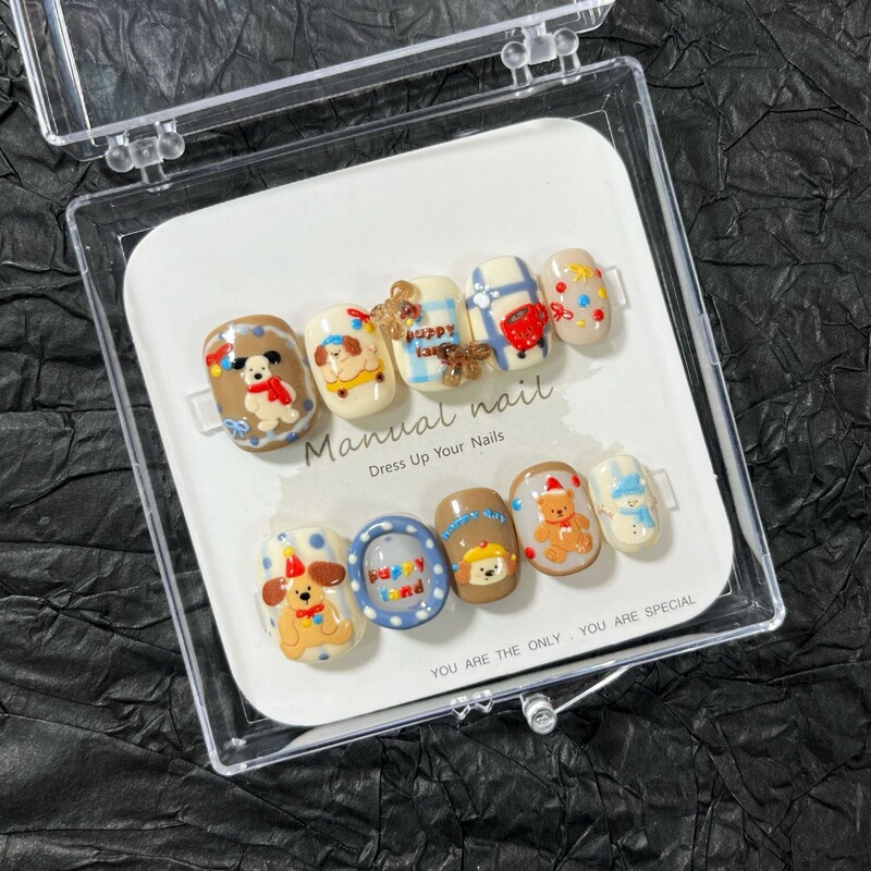 Handmade Cute Cartoon Girl Exquisite All-match Short Round Wearing Nail Art Patch Removable A377 Handmade Cute Cartoon Girl Exquisite All-match Short Round Wearing Nail Art Patch Removable A377