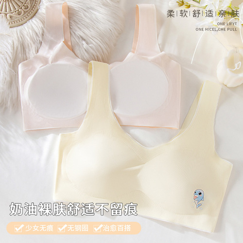 Underwear for teenage girls during development, ice silk, invisible, suitable for primary and high school students, small backless, sports, children, thin, summer