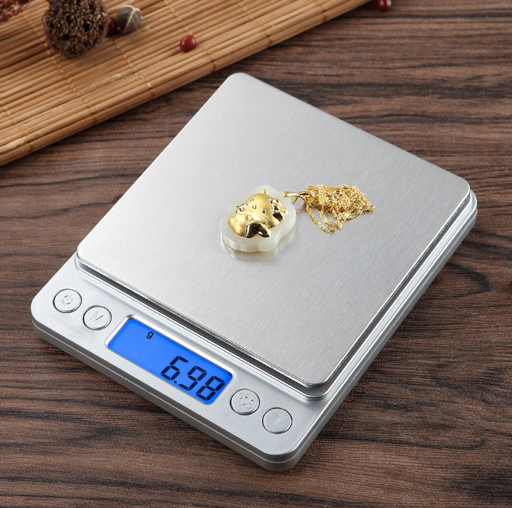 家用数字珠宝秤3kg/0.1克不锈钢食物烘焙电子秤小型高精度厨房称