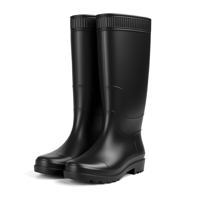 Nuevas botas de lluvia negras gruesas con forro polar de alta calidad, venta al por mayor, protección laboral para el sitio de construcción para hombres, zapatos de pesca de tubo largo con suela Oxford