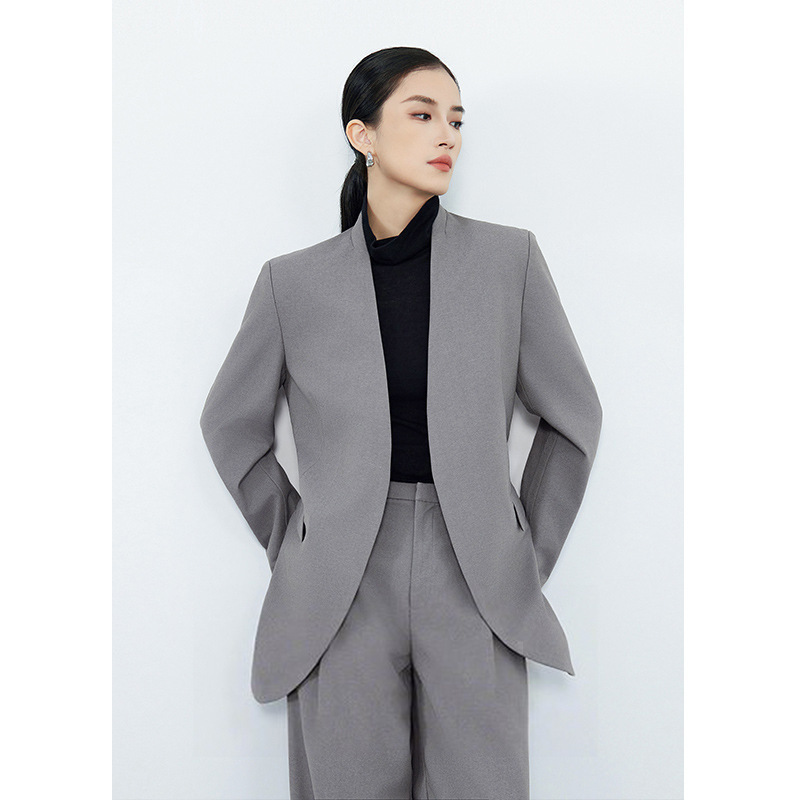 设计感v领长袖收腰显瘦西装女2025秋冬季新款高级感复古休闲外套|undefined