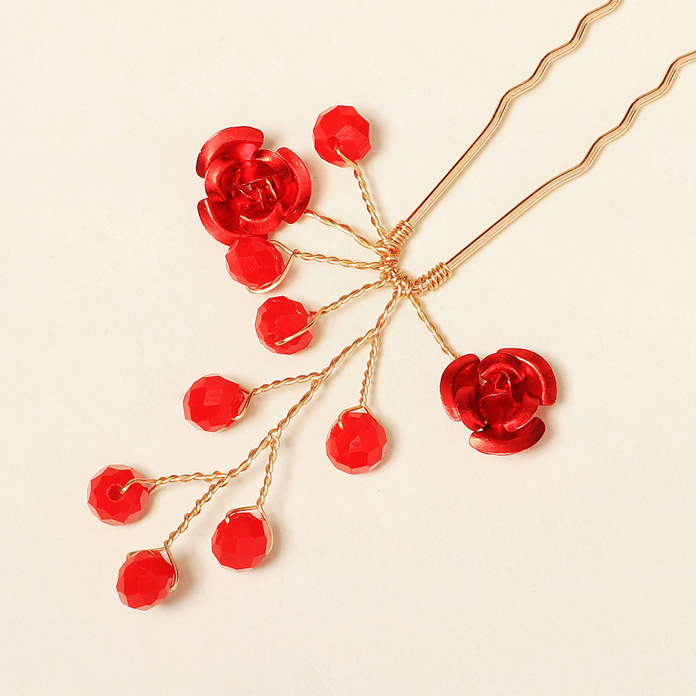 New Headwearhair Fork Accessories Fashion Personality Red Rose Hairpin display picture 5