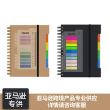 亚马逊硬封面带透明标尺精装大螺旋笔记本带彩色可移动分隔笔记本