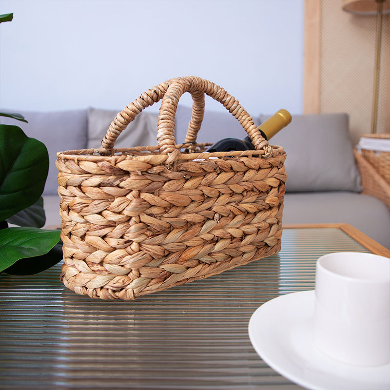 Customized Amazon new product soft handle storage basket, gourd grass long oval storage basket, natural color gourd grass storage Customized Amazon new product soft handle storage basket, gourd grass long oval storage basket, natural color gourd grass storage