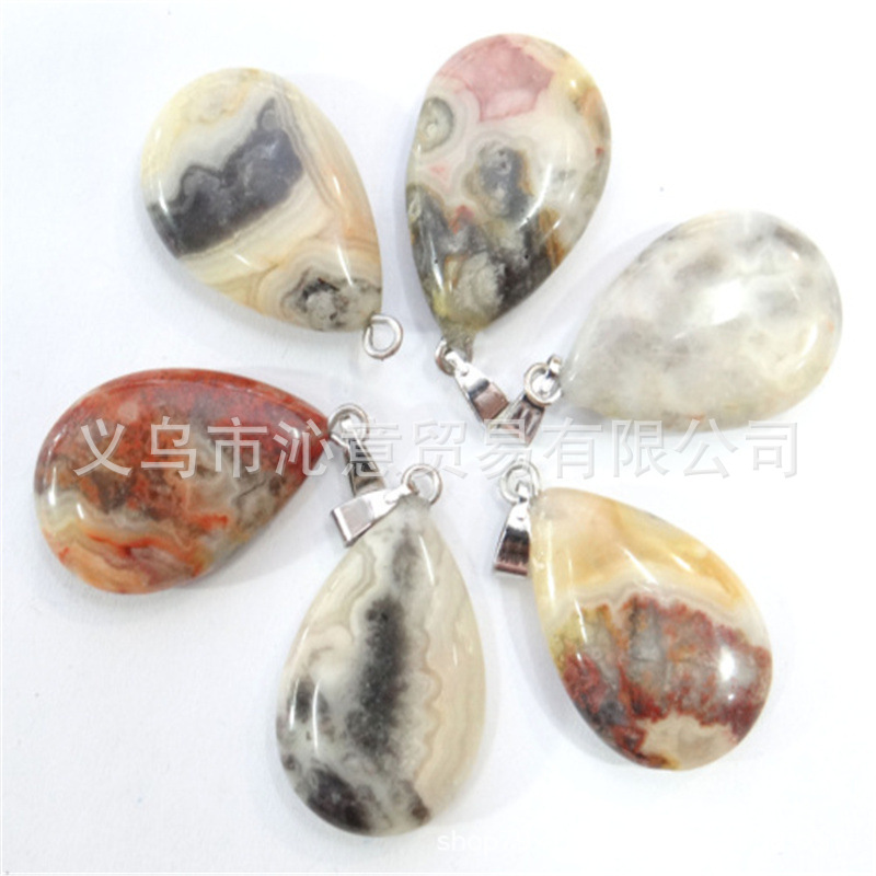 Transfronteriza AliExpress Venta caliente natural cristal ágata gema cristal plano colgante collar pendientes accesorios de la joyería