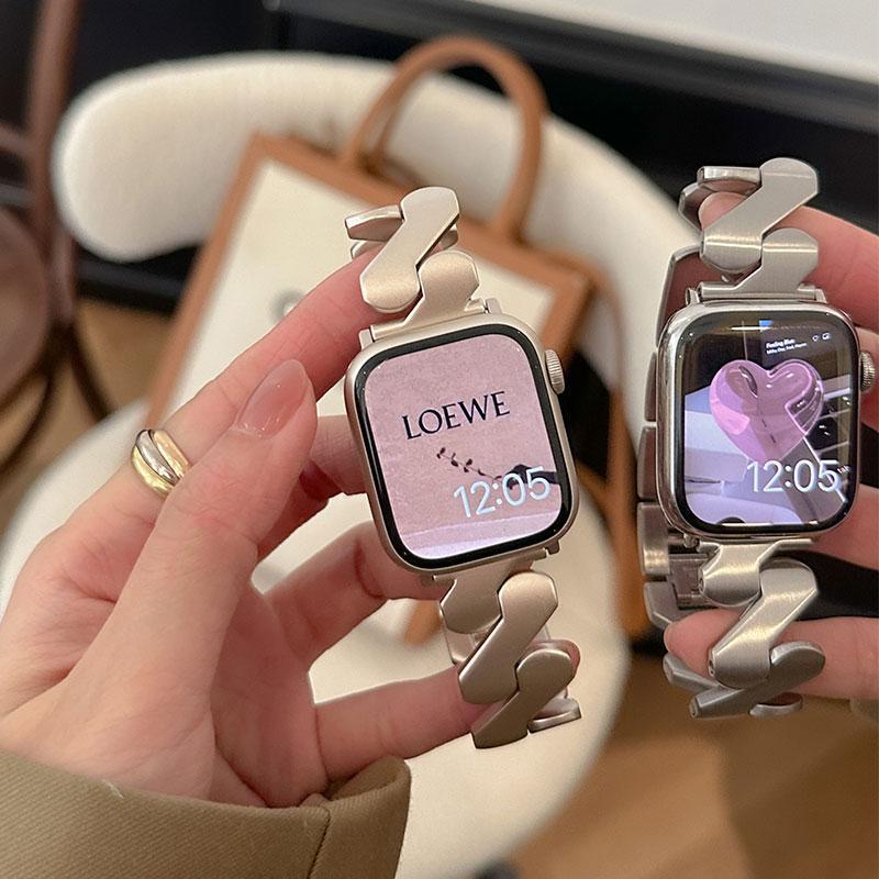 S10 Adecuado para Apple Watch Correa de metal de alta calidad patrón de onda estilo de nicho iwatch8765se para hombres y mujeres
