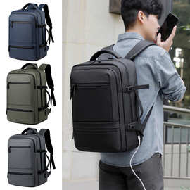 新款跨境通勤电脑背包男大容量双肩包休闲包女防水usbk口商务背包