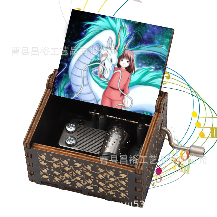 木製の手作りオルゴール創意カラープリント千と千尋のオルゴール木製の手を振ってオルゴールクロスボーダー専用です。