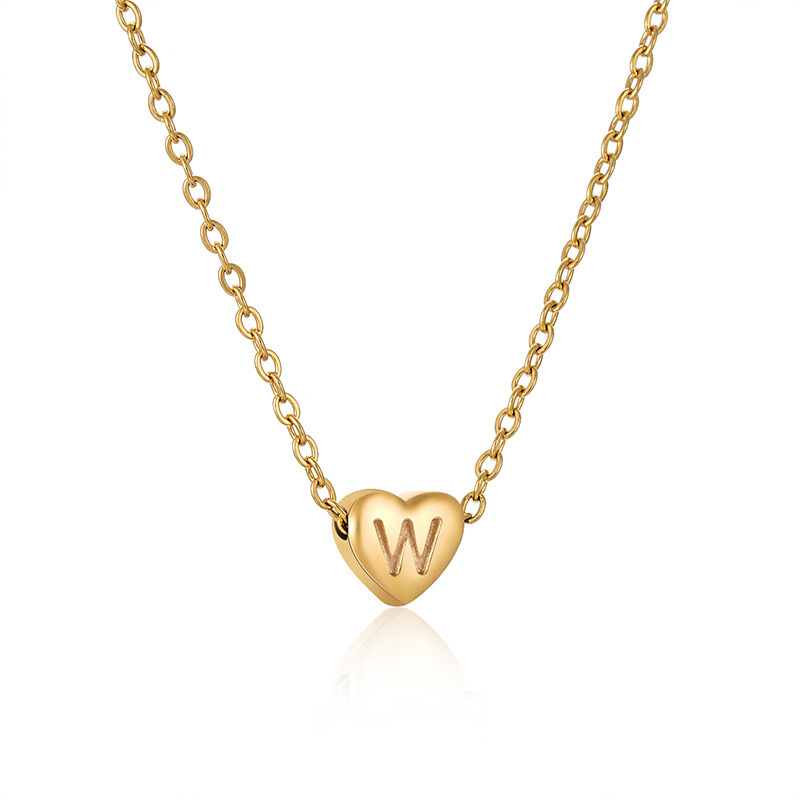 Titanium Steel Material Fashion Letter Heart Shape Titanium Steel Plating Necklace 1 Piece
