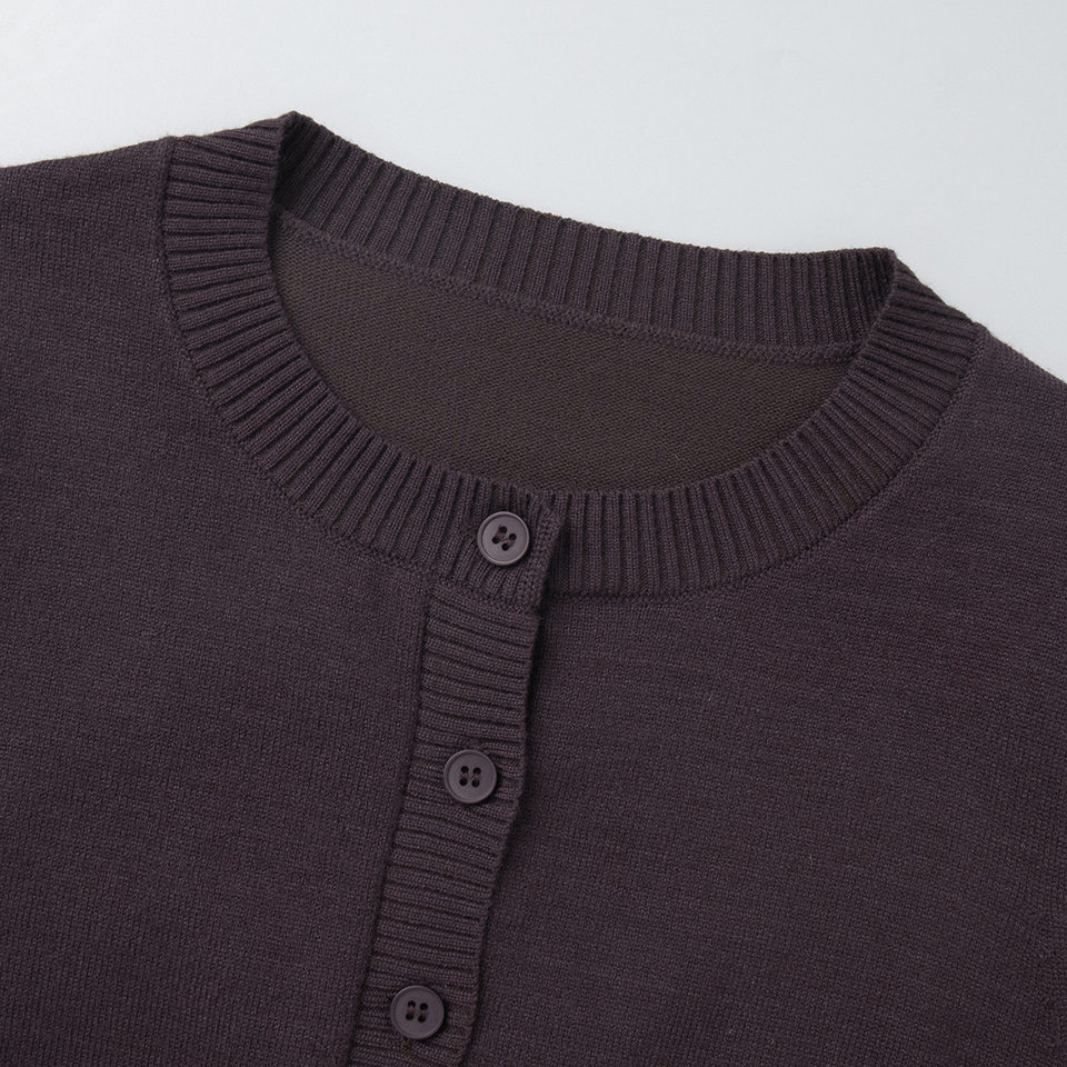 Bộ cardigan dệt kim nữ tay dài dáng ôm kèm quần dài cạp thấp — Màu xanh hải quân, màu sô cô la, màu xám đậm, quả mơ chi tiết 12