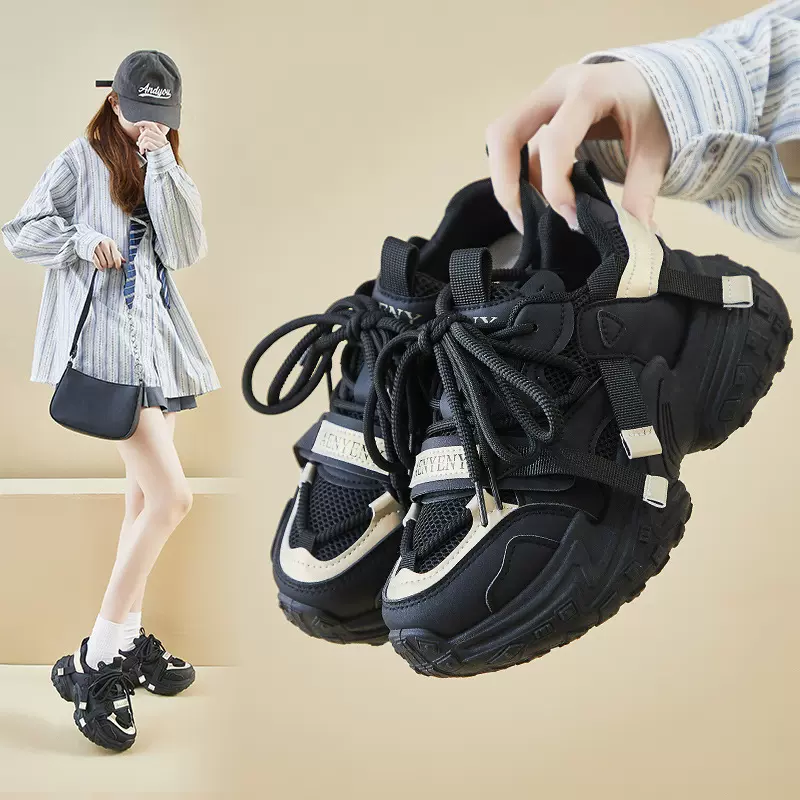 ins韩版新款老爹鞋女2025春季学生跑步运动厚底增高休闲鞋FB9905