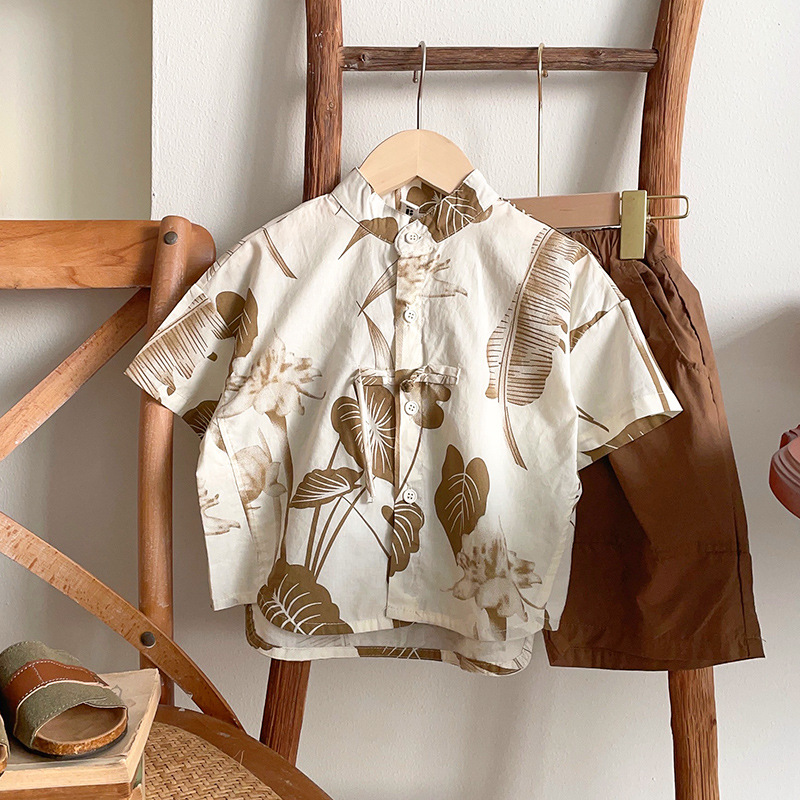 Hanfu Thin Short sleeved Set with Children's Tangzhuang Handsome Boys' Summer New Chinese Style Clothes_voghion.com
