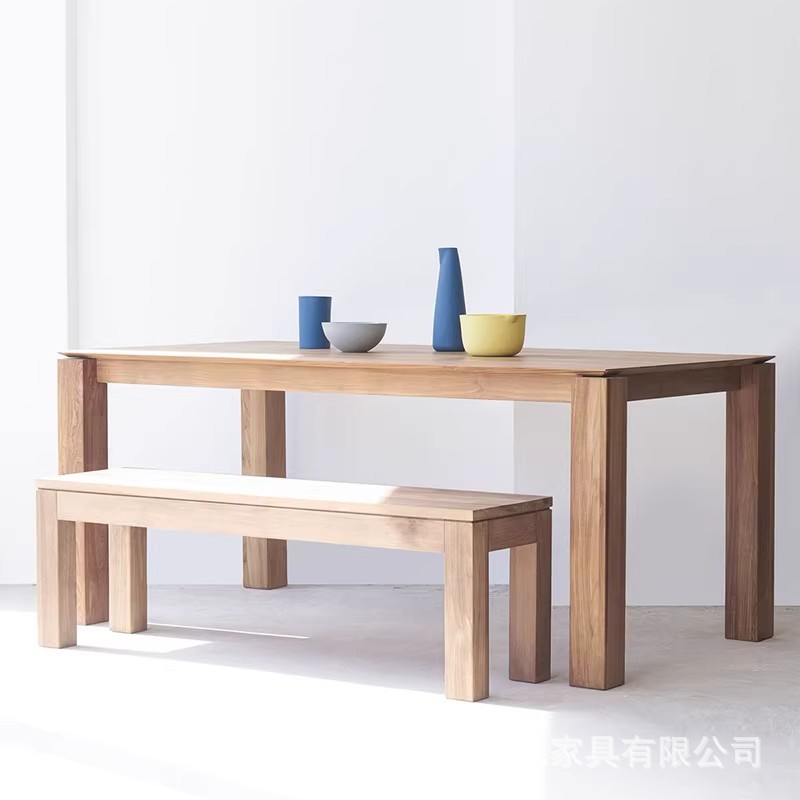 Nordic Minimalist Solid Wood Dining Table, White Ash Wood, Living Room Home Office Desk, Work Table, Meeting Table, Conference Long Table, Dining Table
