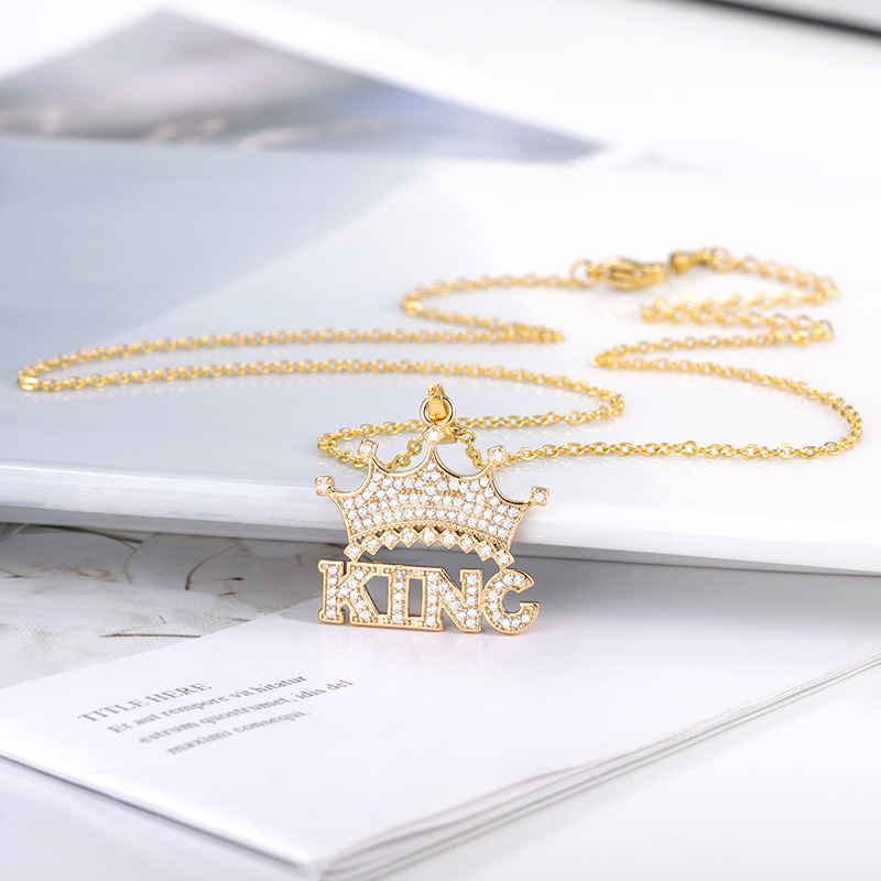 Nouveau Collier Hip-hop King Couronne Pendentif Bijoux Hommes Et Femmes Collier display picture 4