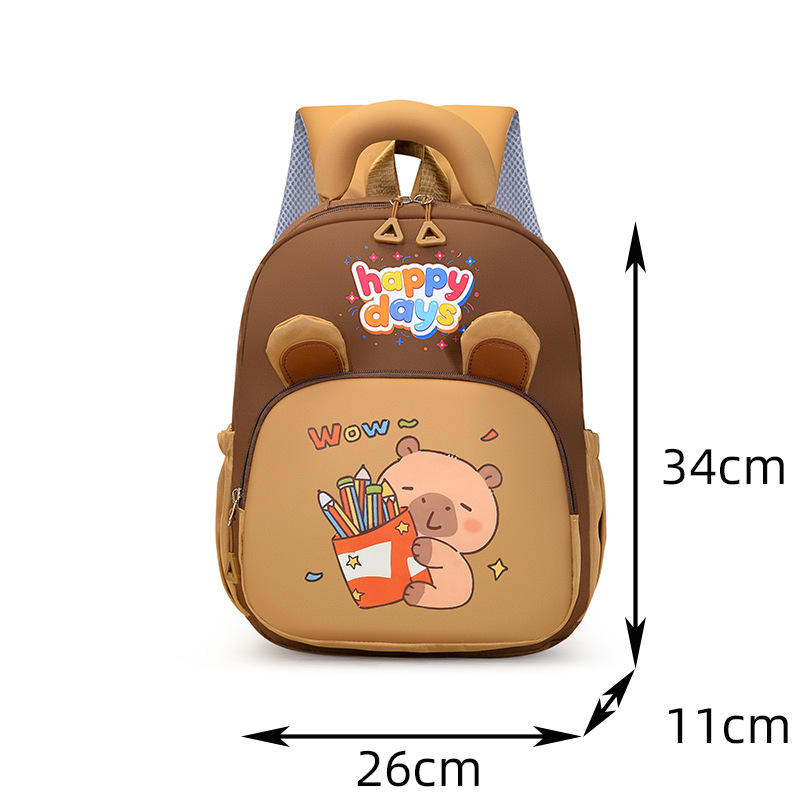Transfronterizo nueva mochila de niñas Capibara mochila de niños 3 - 6 años de edad 5 gran capacidad mochila de jardín de infantes para niños