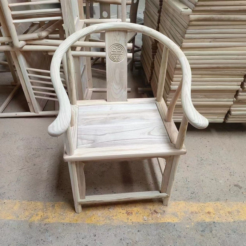 Антикварный стул из цельного дерева, стул с обручем из южного вяза, официальный стул для шляпы, стул в форме полумесяца, стул для учителя с комбинацией чайного столика, белый объем эмбриона