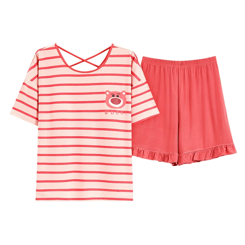 Summer pijama, thin shorts, with short sleeve, plus size