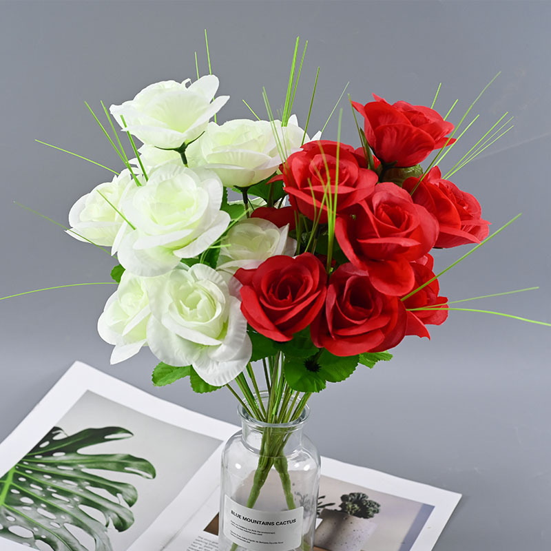 Fuente fabricantes al por mayor rosa de simulación material único ramo de decoración de boda flor flor de flores falsas flores