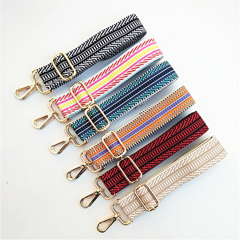 All Seasons Cotton Webbing Stripe Sling Strap Bag Strap display picture 2