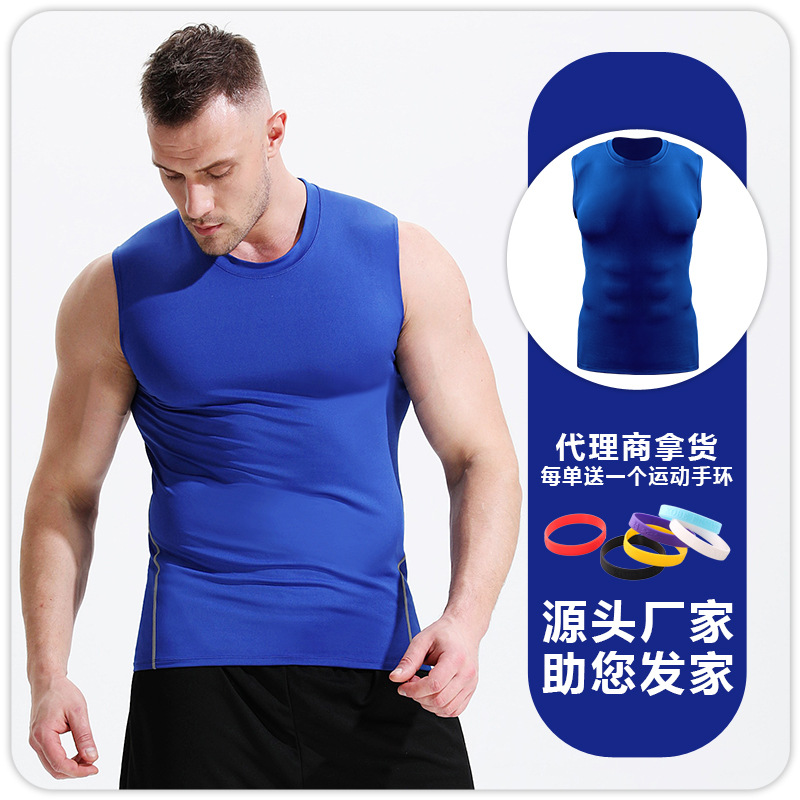 Hombres hombro en blanco tight bodybuilding fitness deportes yoga chaleco obstáculo running training bottoming ropa deportiva superior image 10