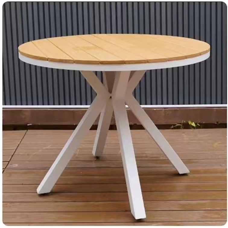 Mesas y sillas de patio al aire libre, mesas grandes, balcones, campamentos de ocio, mesas y sillas de madera de plástico de madera anticorrosiva, mesas exteriores de café y té con leche