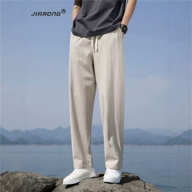Men's linen pants, summer thin cotton-linen trousers, 2026 new style, summer men's casual long pants set, straight-leg men's pants