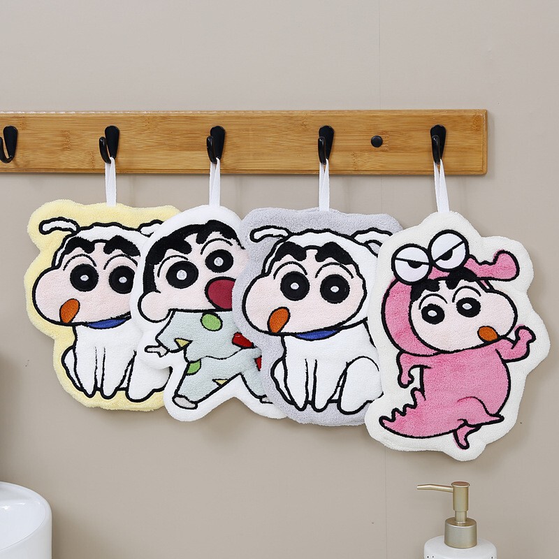 New Crayon Shin-Chan Kitchen Hanging Hand Towel Absorbent, Quick-Drying and Thickeneded Kidsren's Coral Velvet Soft and Cute Towel