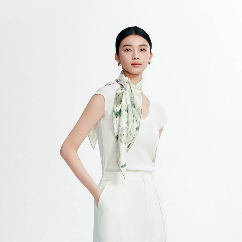 Foulard in seta di gelso di lusso - sciarpa quadrata crepe satin_voghion.com