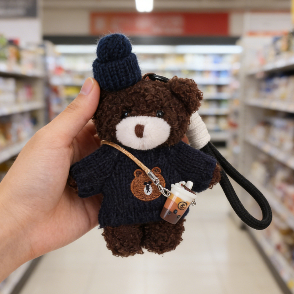 Creativo suave lindos colgante de oso una familia de tres muñecas de peluche bolsos muñecas colgantes llaveros