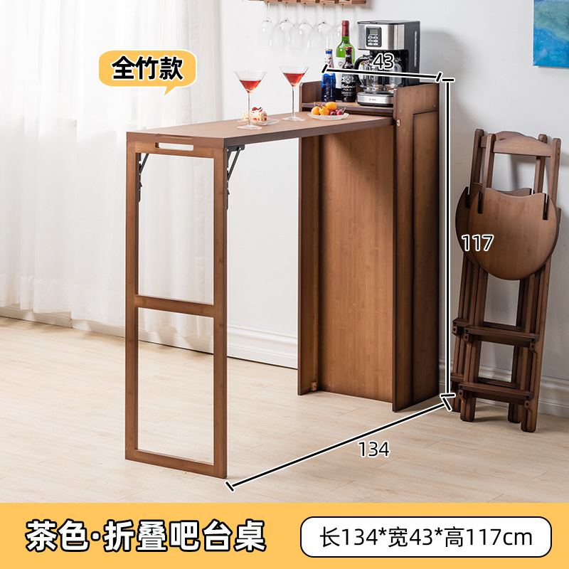 Madera maciza plegable bar Mesa hogar pequeño apartamento retráctil sala de estar alta bar Mesa ratán balcón mesa de comedor instalación-libre