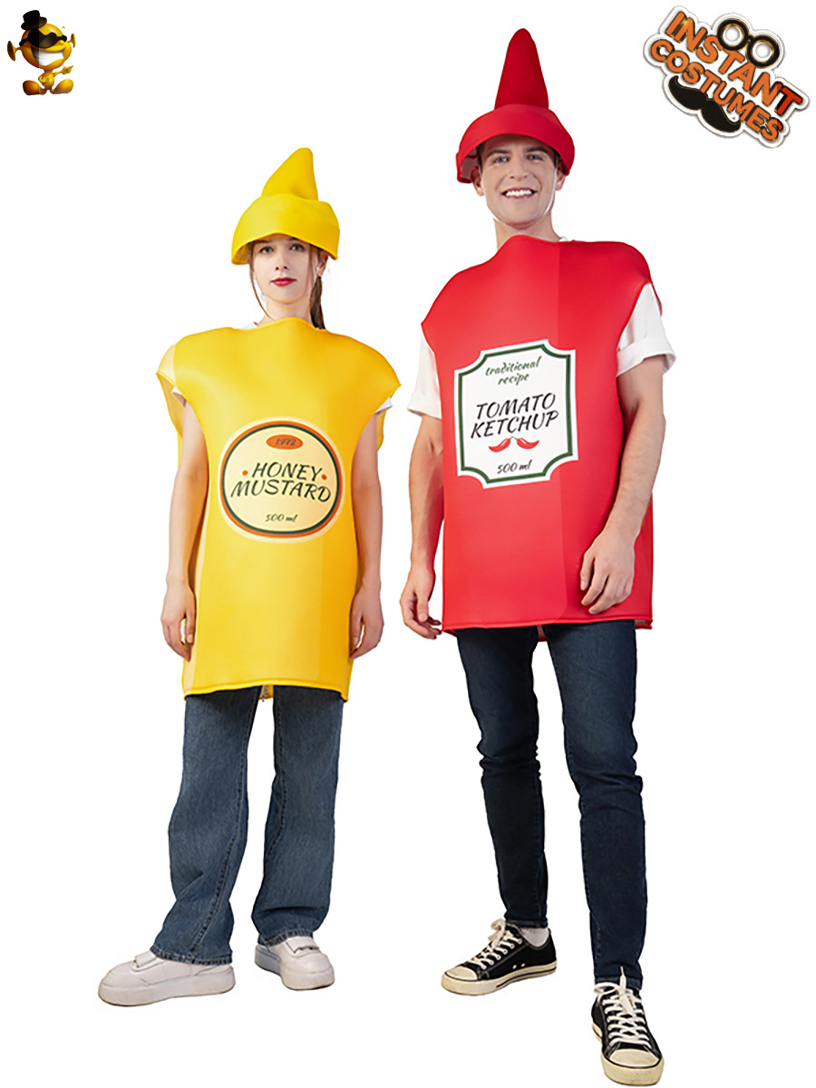 Pareja mostaza salsa de tomate traje Cosplay traje etapa traje Halloween carnaval mascarada