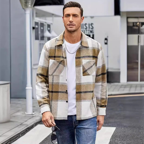 Amazon Men's Plaid Fleece Thick Casual Fashion Versatile Striped Shirt Jacket Stylish Commute Essential