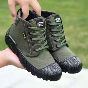2024 Liberation Shoes High-Top Canvas Shoes Construction Site Work Shoes Agricultural Labor Protection Shoes Breathable Rubber Shoes Wear-Resistant Breathable Wear-Resistant