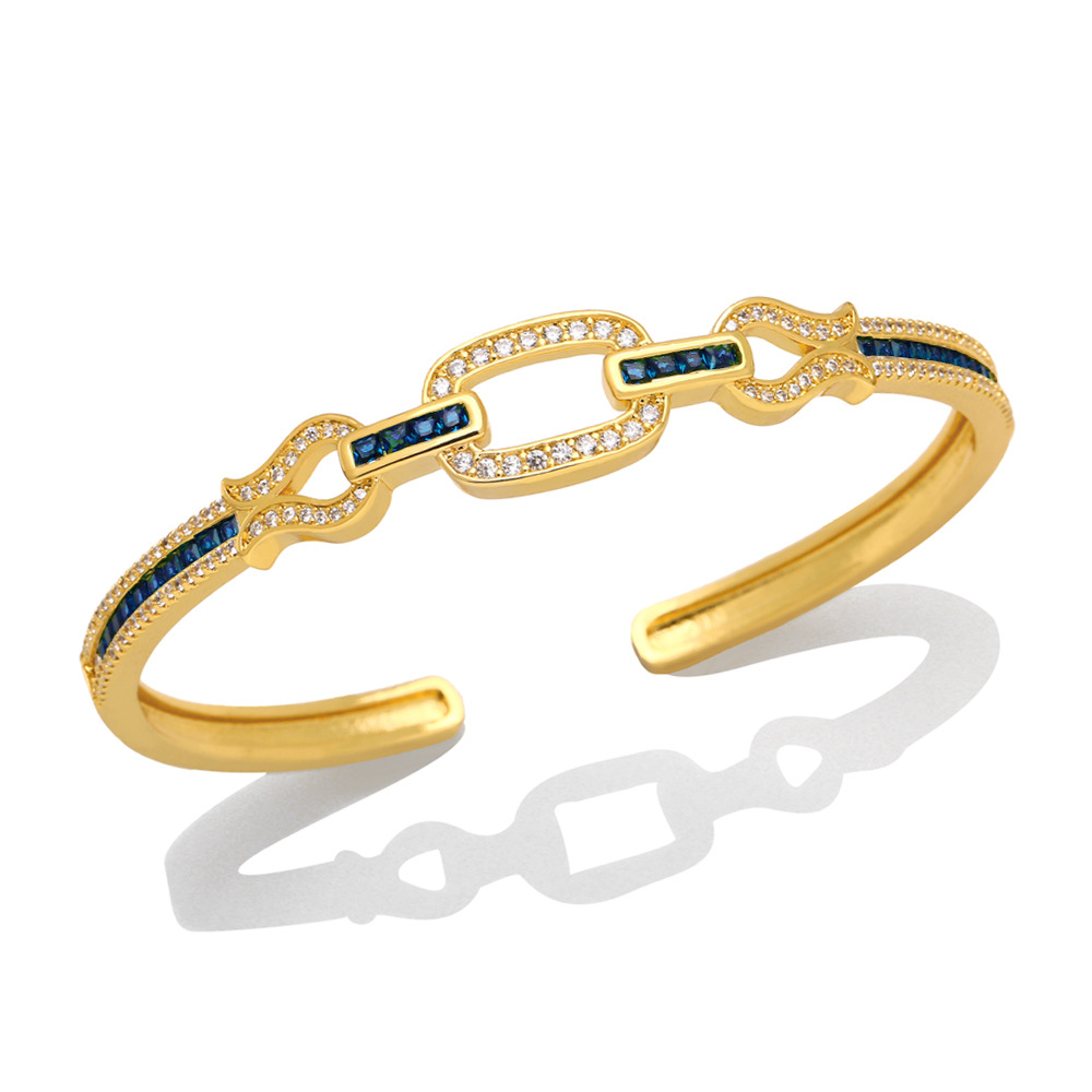 Fashion Square Copper Inlay Zircon Bangle 1 Piece